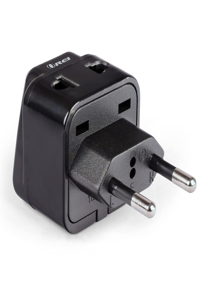 OREI Europe Adapter Set - Schuko Type E/F, Type C - Universal to Europe Travel Adapter - 2 in 1 - CE Certified - RoHS Compliant - Works in Most of Europe, Albania, Austria, Belgium, Greece - Image 2